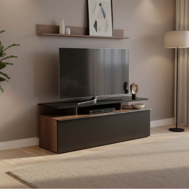 Έπιπλο τηλεόρασης Temano pakoworld σε μαύρη gloss-καρυδι απόχρωση 117x40x48εκ Έπιπλο τηλεόρασης Temano pakoworld σε μαύρη gloss-καρυδι απόχρωση 117x40x48εκ