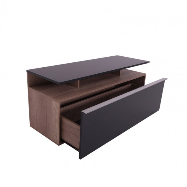 Έπιπλο τηλεόρασης Temano pakoworld σε μαύρη gloss-καρυδι απόχρωση 117x40x48εκ Έπιπλο τηλεόρασης Temano pakoworld σε μαύρη gloss-καρυδι απόχρωση 117x40x48εκ