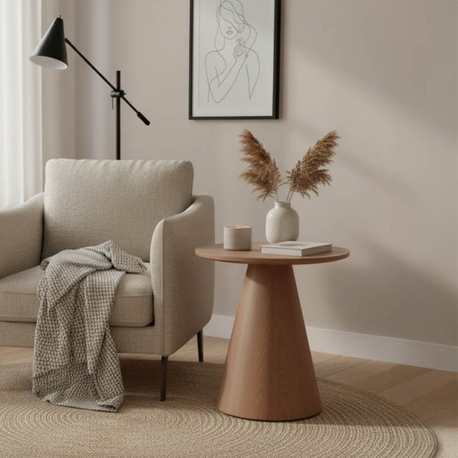 Βοηθητικό τραπέζι Donda pakoworld mdf καρυδί Φ45x50εκ