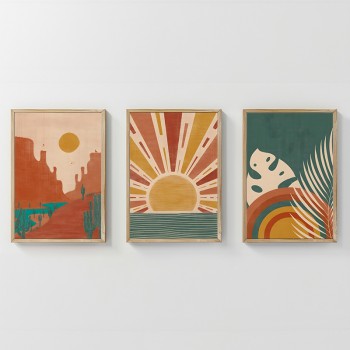 Πίνακας Bemvy pakoworld τρίπτυχος με ψηφιακή εκτύπωση και πλαίσιο 33x1.5x48εκ Πίνακας Bemvy pakoworld τρίπτυχος με ψηφιακή εκτύπωση και πλαίσιο 33x1.5x48εκ