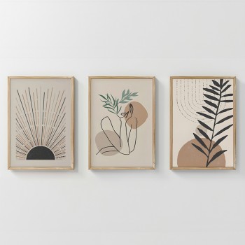 Πίνακας Gonma pakoworld τρίπτυχος με ψηφιακή εκτύπωση και πλαίσιο 33x1.5x48εκ Πίνακας Gonma pakoworld τρίπτυχος με ψηφιακή εκτύπωση και πλαίσιο 33x1.5x48εκ