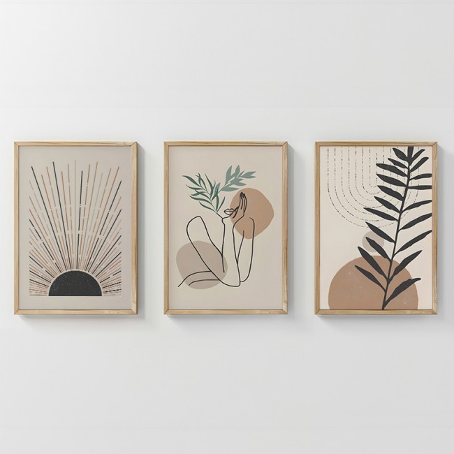 Πίνακας Gonma pakoworld τρίπτυχος με ψηφιακή εκτύπωση και πλαίσιο 33x1.5x48εκ Πίνακας Gonma pakoworld τρίπτυχος με ψηφιακή εκτύπωση και πλαίσιο 33x1.5x48εκ