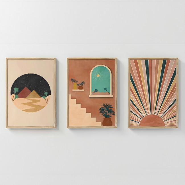 Πίνακας Venven pakoworld τρίπτυχος με ψηφιακή εκτύπωση και πλαίσιο 33x1.5x48εκ Πίνακας Venven pakoworld τρίπτυχος με ψηφιακή εκτύπωση και πλαίσιο 33x1.5x48εκ