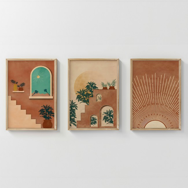 Πίνακας Affera pakoworld τρίπτυχος με ψηφιακή εκτύπωση και πλαίσιο 33x1.5x48εκ Πίνακας Affera pakoworld τρίπτυχος με ψηφιακή εκτύπωση και πλαίσιο 33x1.5x48εκ