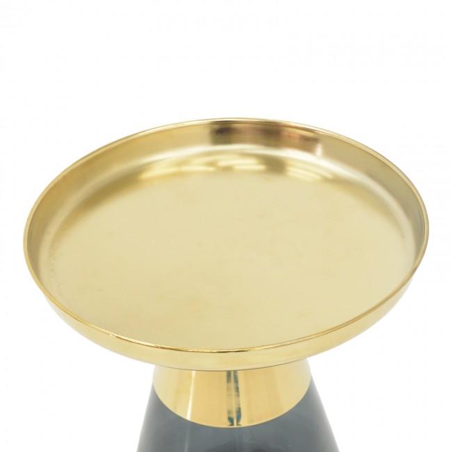 Βοηθητικό τραπέζι Kunlo Inart χρυσό χρώμιο-μαύρο γυαλί Φ50x53.5εκ Βοηθητικό τραπέζι Kunlo Inart χρυσό χρώμιο-μαύρο γυαλί Φ50x53.5εκ