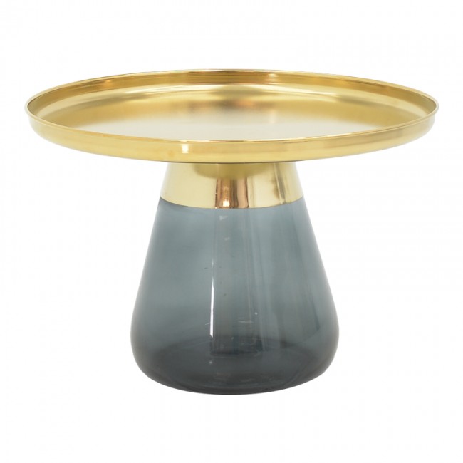 Βοηθητικό τραπέζι Kunlo Inart χρυσό χρώμιο-μαύρο γυαλί Φ60x42εκ Βοηθητικό τραπέζι Kunlo Inart χρυσό χρώμιο-μαύρο γυαλί Φ60x42εκ