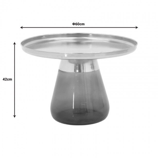 Βοηθητικό τραπέζι Kunlo Inart χρυσό χρώμιο-μαύρο γυαλί Φ60x42εκ Βοηθητικό τραπέζι Kunlo Inart χρυσό χρώμιο-μαύρο γυαλί Φ60x42εκ