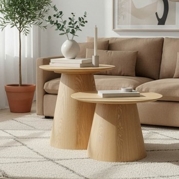 Βοηθητικά τραπέζια Kayano pakoworld σετ 2 τεμ mdf σε φυσική απόχρωση Βοηθητικά τραπέζια Kayano pakoworld σετ 2 τεμ mdf σε φυσική απόχρωση