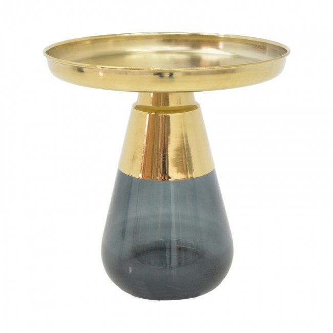 Τραπέζια σαλονιού Kunlo Inart σετ 2τεμ χρυσό χρώμιο-μαύρο γυαλί Τραπέζια σαλονιού Kunlo Inart σετ 2τεμ χρυσό χρώμιο-μαύρο γυαλί