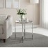 Βοηθητικό τραπέζι σαλονιού Tristan pakoworld μέταλλο ασημί-γυαλί Φ55x55εκ