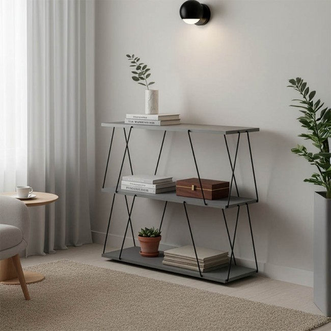 Βοηθητικό τραπέζι-ραφιέρα Tars pakoworld γκρι-μαύρο 80x30x69.2εκ Βοηθητικό τραπέζι-ραφιέρα Tars pakoworld γκρι-μαύρο 80x30x69.2εκ