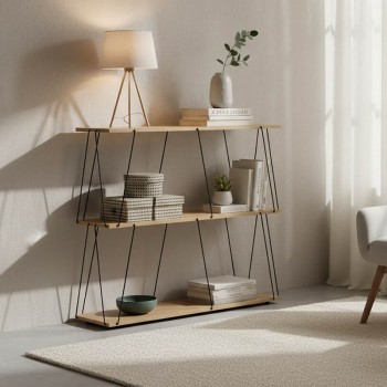 Βοηθητικό τραπέζι-ραφιέρα Tars pakoworld oak-μαύρο 80x30x69.2εκ