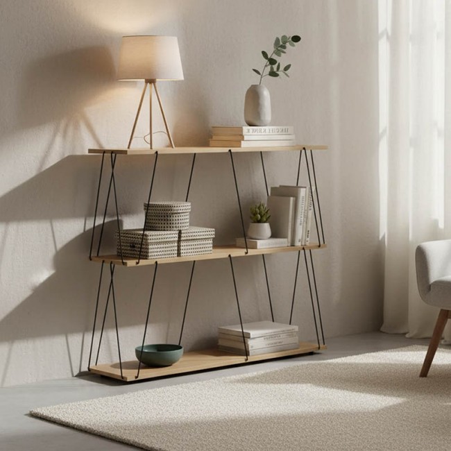 Βοηθητικό τραπέζι-ραφιέρα Tars pakoworld oak-μαύρο 80x30x69.2εκ Βοηθητικό τραπέζι-ραφιέρα Tars pakoworld oak-μαύρο 80x30x69.2εκ