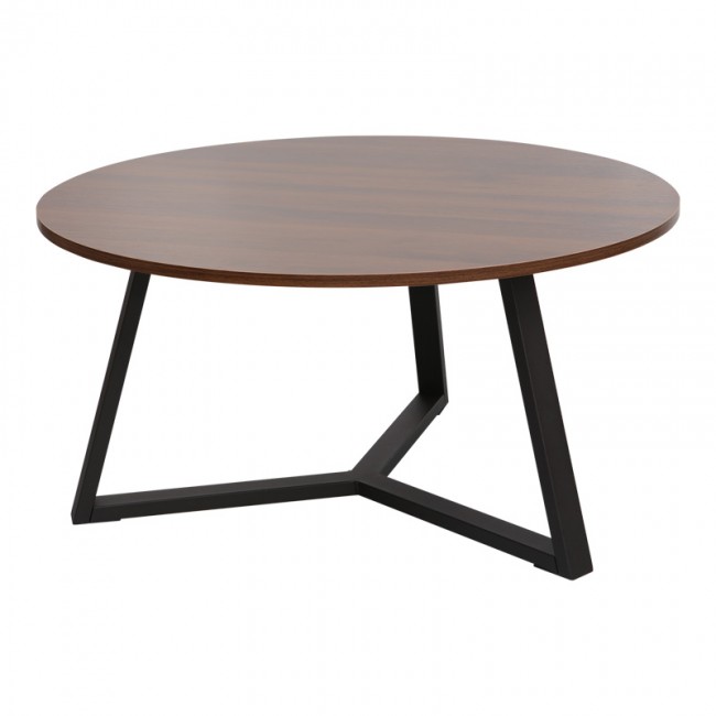 Τραπέζι σαλονιού Berton pakoworld σε καρυδί απόχρωση με μαύρο μέταλλο Φ80x40εκ Τραπέζι σαλονιού Berton pakoworld σε καρυδί απόχρωση με μαύρο μέταλλο Φ80x40εκ