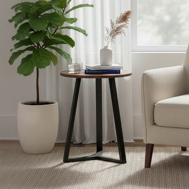 Βοηθητικό τραπέζι Trepolo pakoworld σε καρυδί απόχρωση με μαύρο μέταλλο Φ45x52εκ Βοηθητικό τραπέζι Trepolo pakoworld σε καρυδί απόχρωση με μαύρο μέταλλο Φ45x52εκ