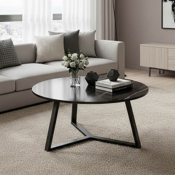 Τραπέζι σαλονιού Berton pakoworld σε όψη μαρμάρου με μαύρο μέταλλο Φ80x40εκ Τραπέζι σαλονιού Berton pakoworld σε όψη μαρμάρου με μαύρο μέταλλο Φ80x40εκ