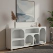 Μπουφές Emersi pakoworld με ράφια mdf σε λευκή απόχρωση 164x34x76εκ Μπουφές Emersi pakoworld με ράφια mdf σε λευκή απόχρωση 164x34x76εκ