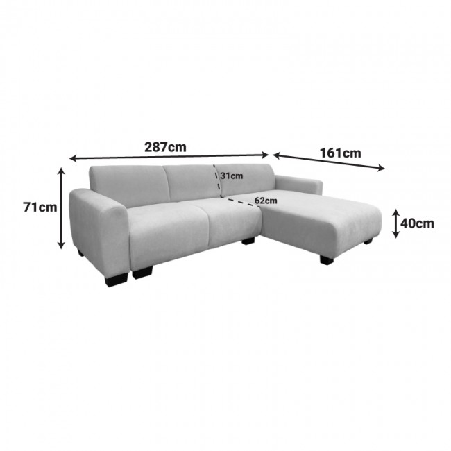 Γωνιακός αναστρέψιμος καναπές Erros pakoworld ύφασμα γκρι 287x161x71εκ Γωνιακός αναστρέψιμος καναπές Erros pakoworld ύφασμα γκρι 287x161x71εκ