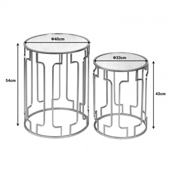 Βοηθητικά τραπεζάκια σετ 2τεμ Sieni Inart χρυσό μέταλλο-γυαλί καθρέπτη Βοηθητικά τραπεζάκια σετ 2τεμ Sieni Inart χρυσό μέταλλο-γυαλί καθρέπτη