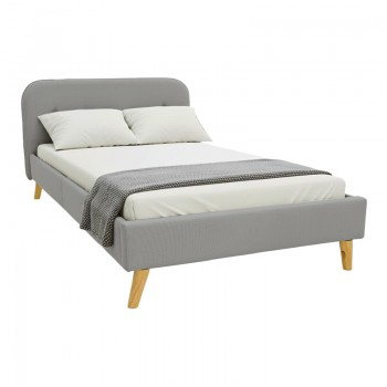 Κρεβάτι LumiLux pakoworld ύφασμα σε γκρι απόχρωση 160x200εκ