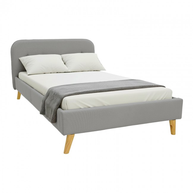 Κρεβάτι LumiLux pakoworld ύφασμα σε γκρι απόχρωση 160x200εκ