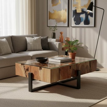 Τραπέζι σαλονιού Borth Inart teak ξύλο σε φυσική απόχρωση 135x90x40εκ Τραπέζι σαλονιού Borth Inart teak ξύλο σε φυσική απόχρωση 135x90x40εκ