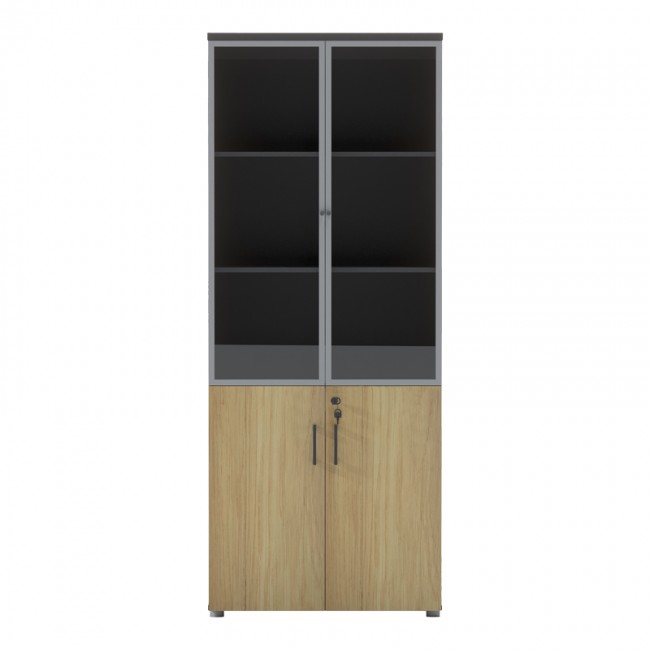 Ντουλάπα γραφείου επαγγελματική με γυάλινες πόρτες Lotus pakoworld σε φυσική-ανθρακί απόχρωση 80x40x200εκ Ντουλάπα γραφείου επαγγελματική με γυάλινες πόρτες Lotus pakoworld σε φυσική-ανθρακί απόχρωση 80x40x200εκ