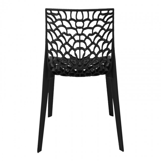 Καρέκλα στοιβαζόμενη Hush pakoworld pp σε μαύρη απόχρωση 50x57x81εκ