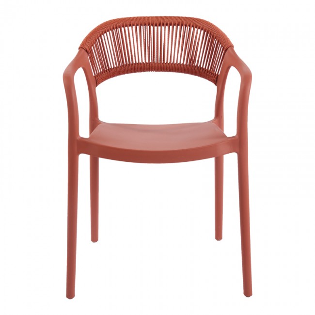 Πολυθρόνα Ankara pakoworld στοιβαζόμενη pp-pe rattan σε terracotta απόχρωση 54x55.5x77εκ