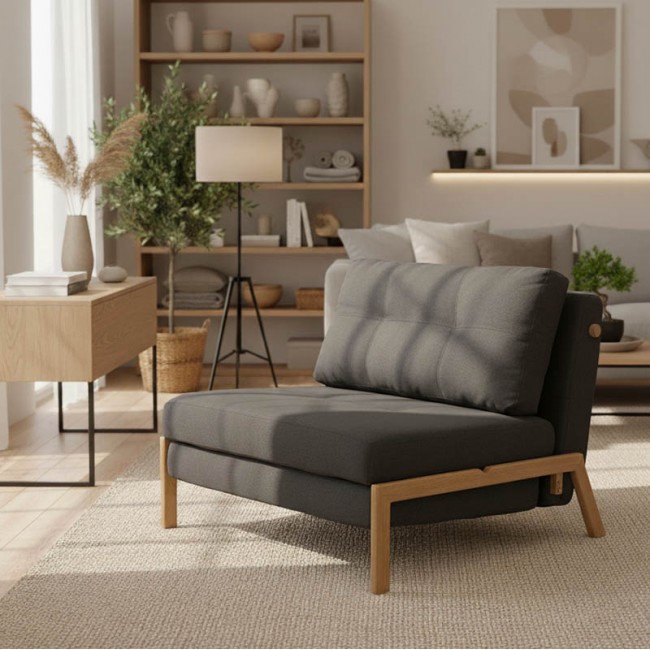 Πολυθρόνα-κρεβάτι Fancy pakoworld με ύφασμα ανθρακί 96x92x70εκ