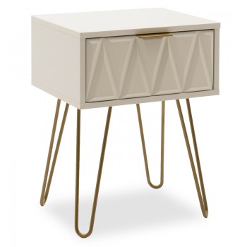 Κομοδίνο Isla pakoworld χρώμα λευκό painting-χρυσό 42x35x55εκ Κομοδίνο Isla pakoworld χρώμα λευκό painting-χρυσό 42x35x55εκ