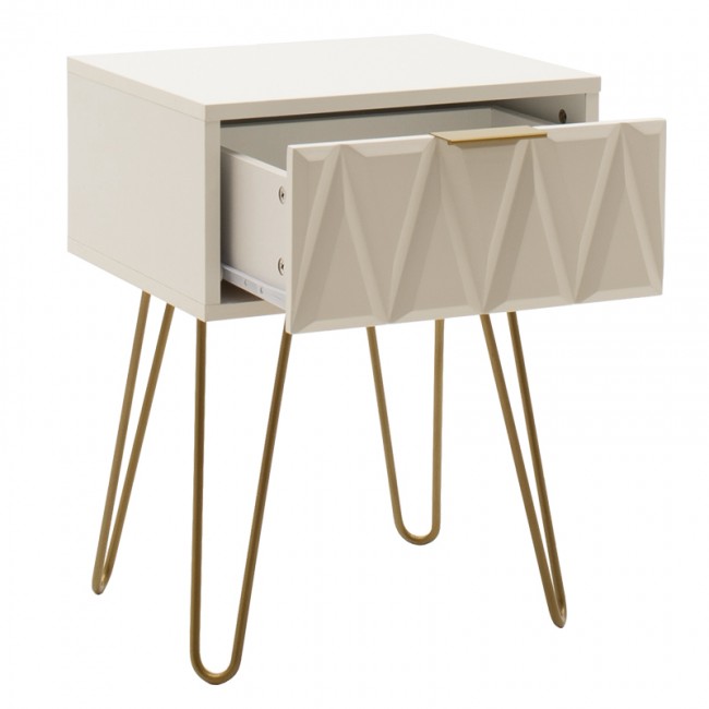 Κομοδίνο Isla pakoworld χρώμα λευκό painting-χρυσό 42x35x55εκ Κομοδίνο Isla pakoworld χρώμα λευκό painting-χρυσό 42x35x55εκ