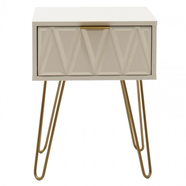 Κομοδίνο Isla pakoworld χρώμα λευκό painting-χρυσό 42x35x55εκ Κομοδίνο Isla pakoworld χρώμα λευκό painting-χρυσό 42x35x55εκ