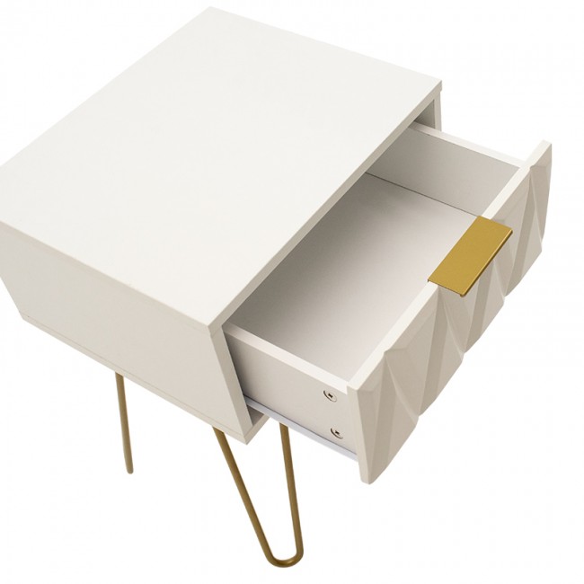 Κομοδίνο Isla pakoworld χρώμα λευκό painting-χρυσό 42x35x55εκ Κομοδίνο Isla pakoworld χρώμα λευκό painting-χρυσό 42x35x55εκ