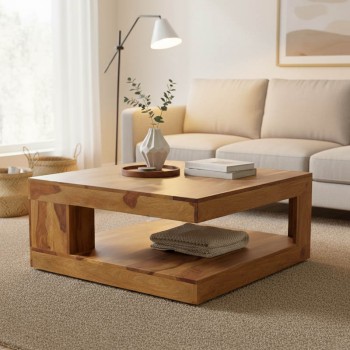 Τραπέζι Stolic pakoworld μασιφ ξύλο sheesham σε καρυδί απόχρωση 90x90x40εκ Τραπέζι Stolic pakoworld μασιφ ξύλο sheesham σε καρυδί απόχρωση 90x90x40εκ