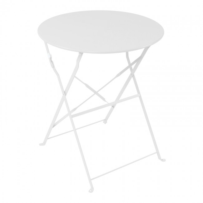 Τραπεζι Bistro pakoworld μεταλλικό αναδιπλούμενο σε λευκή απόχρωση Φ60x71εκ