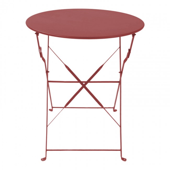 Τραπεζι Bistro pakoworld μεταλλικό αναδιπλούμενο σε απόχρωση terracotta Φ60x71εκ