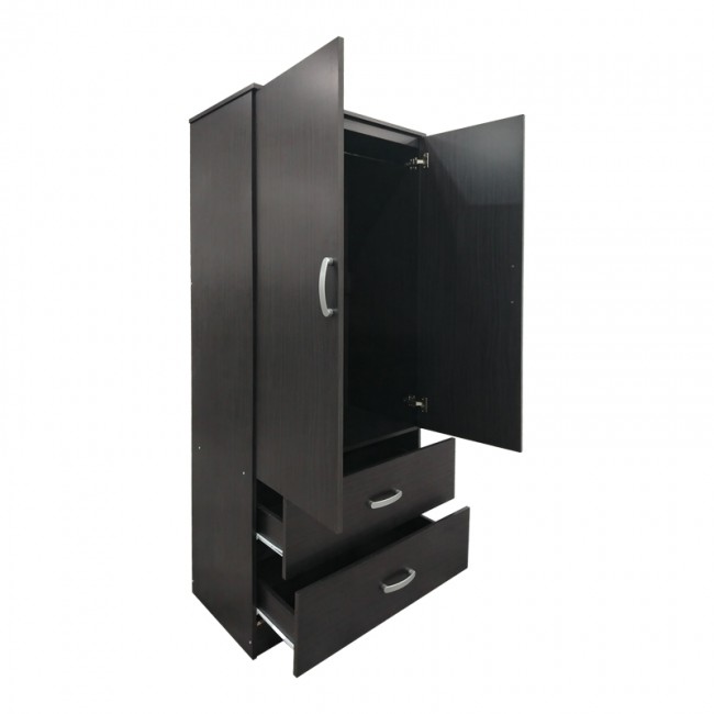 Ντουλάπα δίφυλλη με 2 συρτάρια Lego pakoworld σε wenge απόχρωση 80x42x180εκ