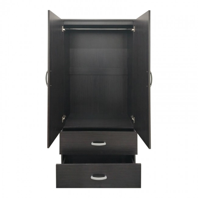 Ντουλάπα δίφυλλη με 2 συρτάρια Lego pakoworld σε wenge απόχρωση 80x42x180εκ