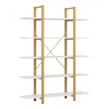 Βιβλιοθήκη Esthon pakoworld σε λευκή όψη μαρμάρου με χρυσό μέταλλο 120x28x180εκ