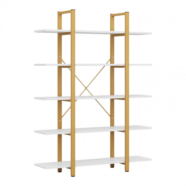 Βιβλιοθήκη Esthon pakoworld σε λευκή όψη μαρμάρου με χρυσό μέταλλο 120x28x180εκ Βιβλιοθήκη Esthon pakoworld σε λευκή όψη μαρμάρου με χρυσό μέταλλο 120x28x180εκ