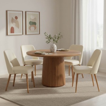 Τραπέζι Tully pakoworld μασίφ ξύλο ακακίας σε καρυδί απόχρωση Φ120x75εκ Τραπέζι Tully pakoworld μασίφ ξύλο ακακίας σε καρυδί απόχρωση Φ120x75εκ