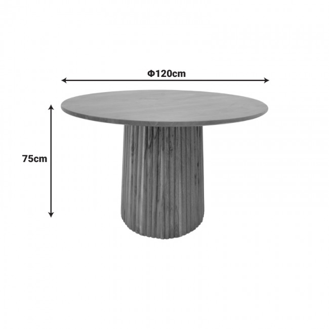 Τραπέζι Tully pakoworld μασίφ ξύλο ακακίας σε καρυδί απόχρωση Φ120x75εκ