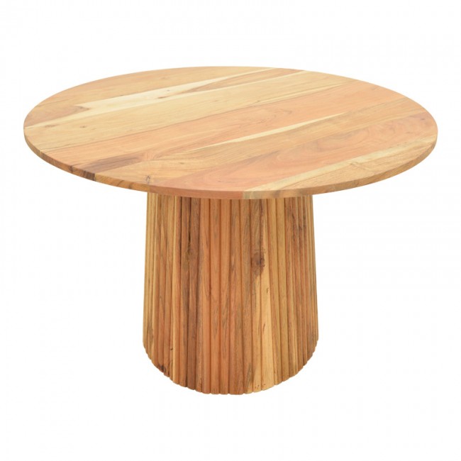 Τραπέζι Tully pakoworld μασίφ ξύλο ακακίας σε φυσική απόχρωση Φ120x75εκ