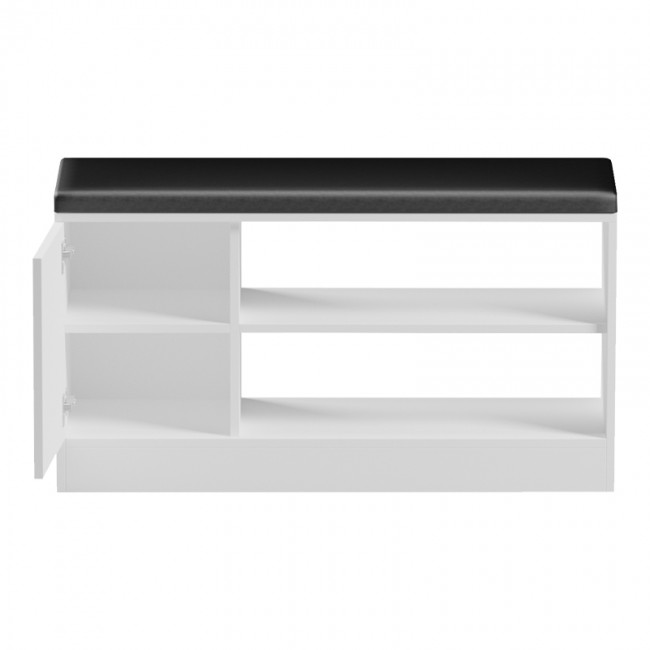 Παπουτσοθήκη-σκαμπό Deboule pakoworld 8 ζευγών σε λευκή-μαύρη απόχρωση 90x30x46εκ