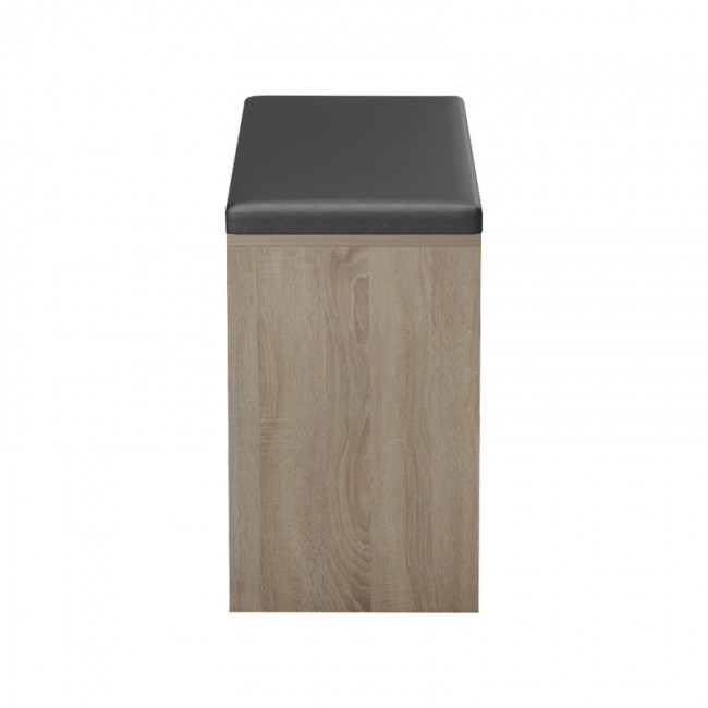 Παπουτσοθήκη-σκαμπό Deboule pakoworld 8 ζευγών σε sonoma-μαύρη απόχρωση 90x30x46εκ