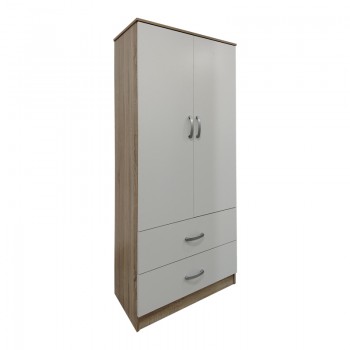 Ντουλάπα δίφυλλη με 2 συρτάρια Lego pakoworld σε sonoma-λευκή απόχρωση 80x42x180εκ Ντουλάπα δίφυλλη με 2 συρτάρια Lego pakoworld σε sonoma-λευκή απόχρωση 80x42x180εκ