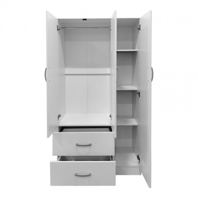 Ντουλάπα τρίφυλλη με 2 συρτάρια Lego pakoworld σε λευκή απόχρωση 90x42x180εκ