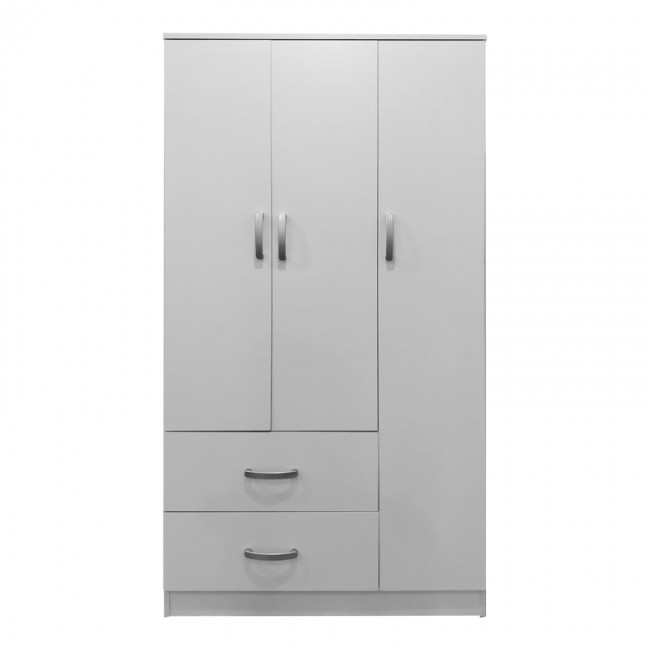 Ντουλάπα τρίφυλλη με 2 συρτάρια Lego pakoworld σε λευκή απόχρωση 90x42x180εκ