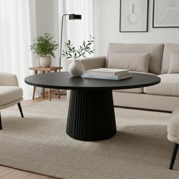 Τραπέζι σαλονιού Canicule I pakoworld μασίφ ξύλο ακακίας σε μαύρη απόχρωση Φ80x40εκ Τραπέζι σαλονιού Canicule I pakoworld μασίφ ξύλο ακακίας σε μαύρη απόχρωση Φ80x40εκ